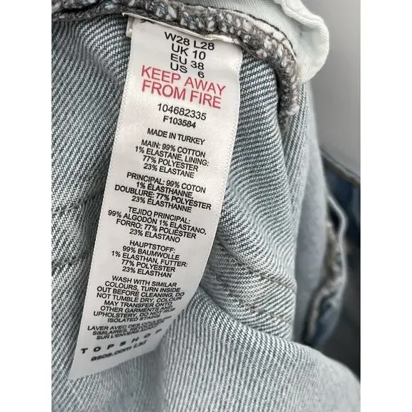 NWT Topshop Straight Jeans Cropped Raw Hem Size 6 - Picture 6 of 6